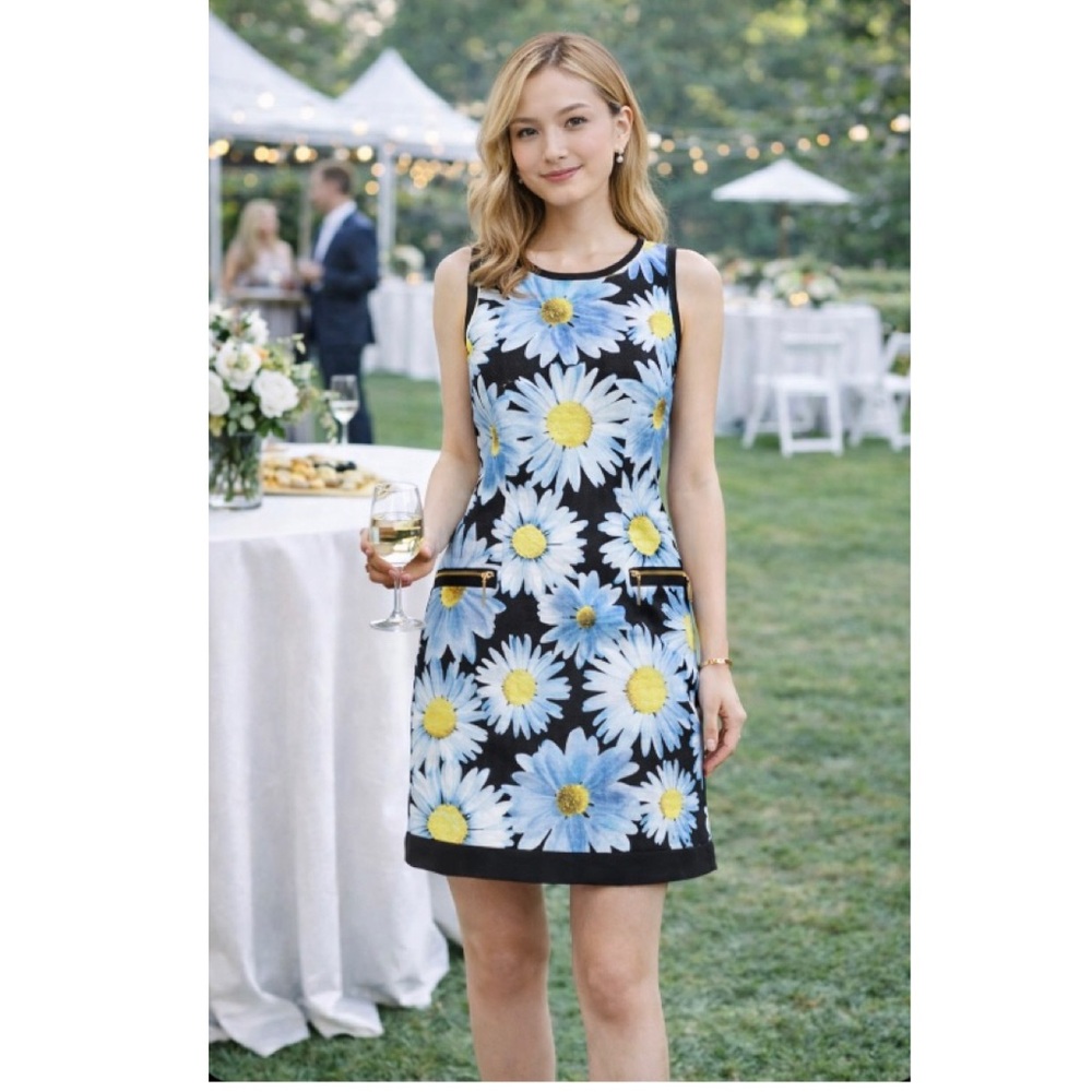 🍭Daisy Floral Shift Dress Sleeveless Garden Party 60s-Inspired NWT $225 Sz 10